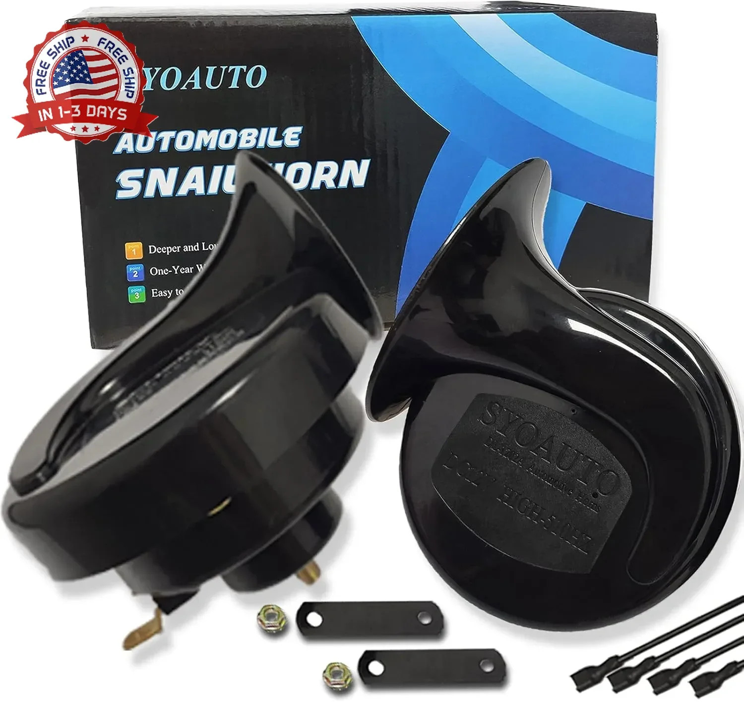 Car Horn 12V Loud Universal Fit High Low Tone Waterproof Truck Horn Repl