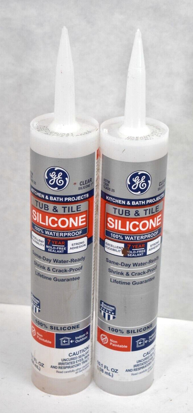 Lot of 2 GE Tub & Tile Silicone Cartridges Waterproof Crack Proof 10.1oz