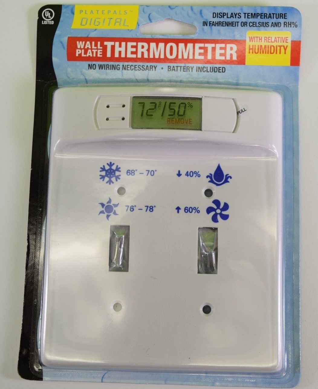 White Double Wall Light Switch Plate Digital Thermometer Humidity Thermostat