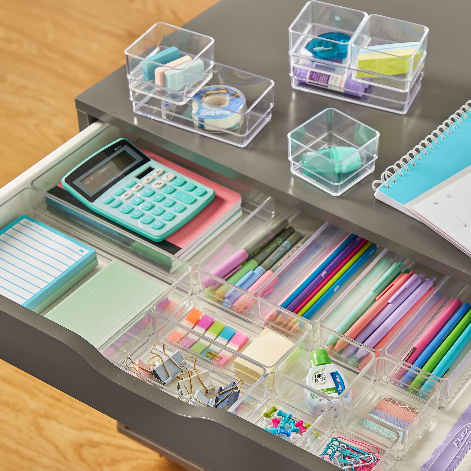 Simplesort 18-Piece Stackable Clear Drawer Organizer Set | Multi-Size Trays | Ma