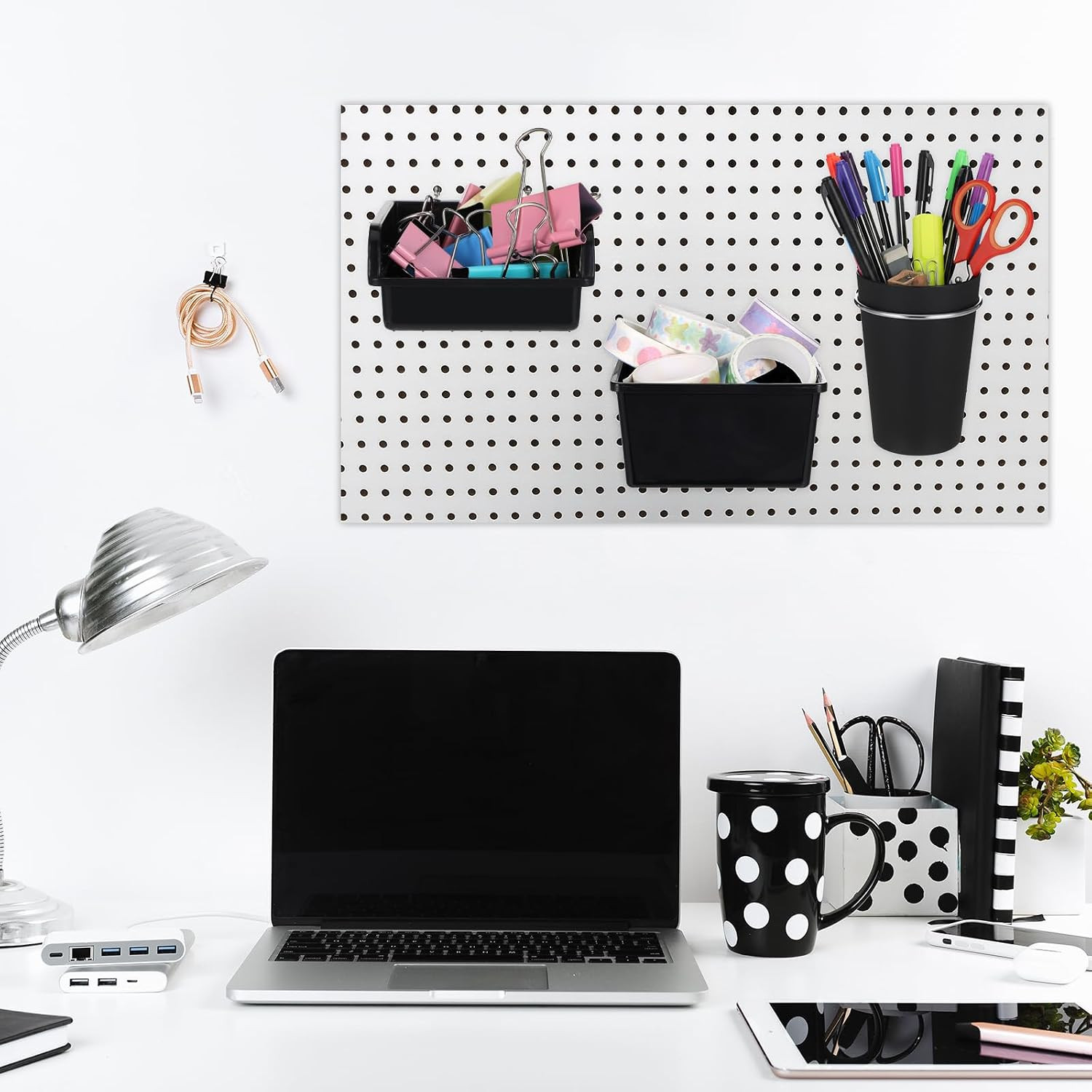 20 Pcs Pegboard Cups Pegboard Bins Set, Pegboard Wall Organizer with Hooks