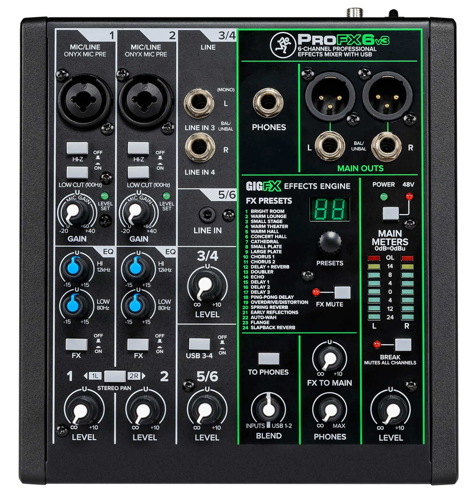 Mackie ProFX6v3 6-Channel Professional Effects Mixer w/USB ProFX6 v3