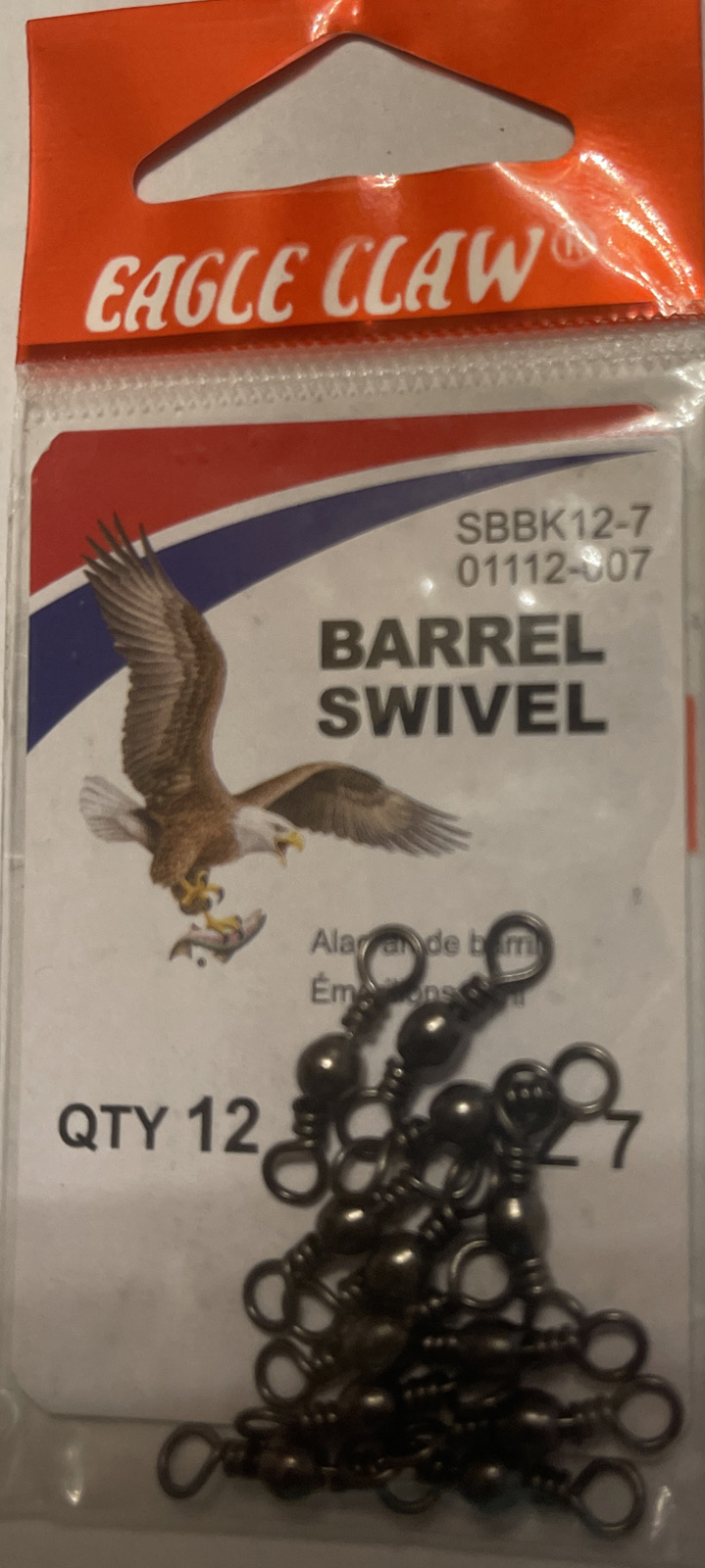 Eagle Claw Black And Brass Barrel Swivels - Size 7 10 12. Qty 12 Choose Size
