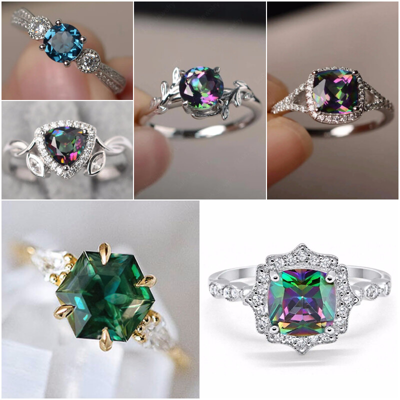 925 Silver Plated,Gold Plated Rings Cubic Zirconia Charm Wedding Gifts Size 6-10