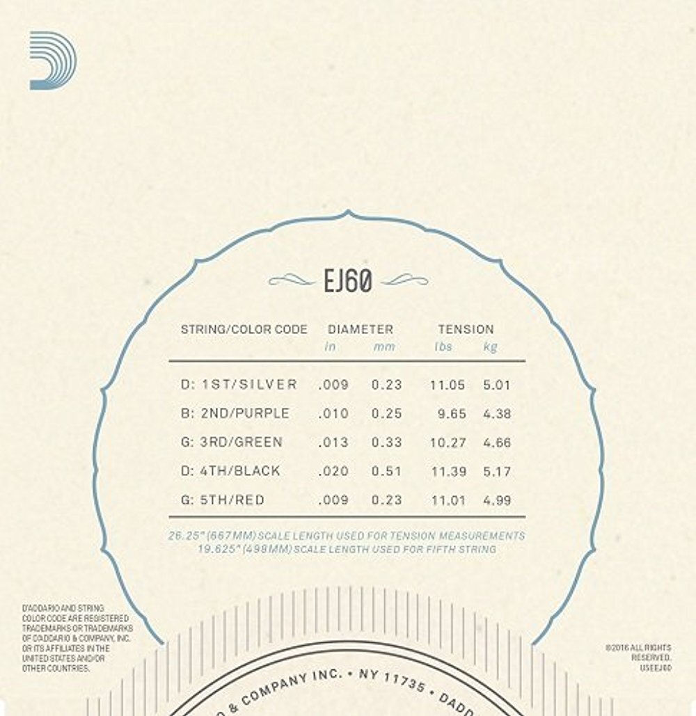 D'Addario EJ60 5-String Banjo Strings, Nickel, Light, 9-20