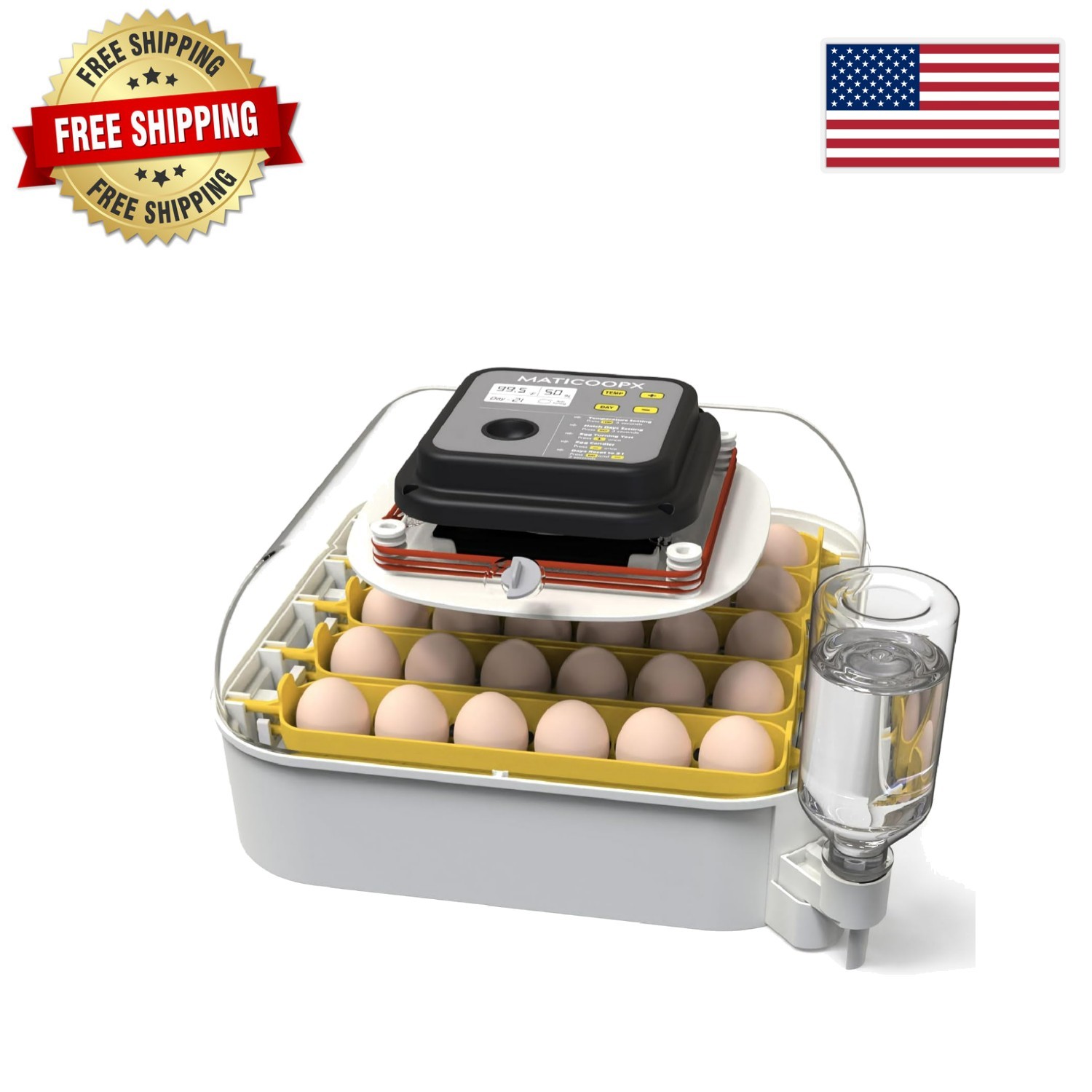Professional 30 Egg Incubator with Built-in Candler & Stable Temperature Control