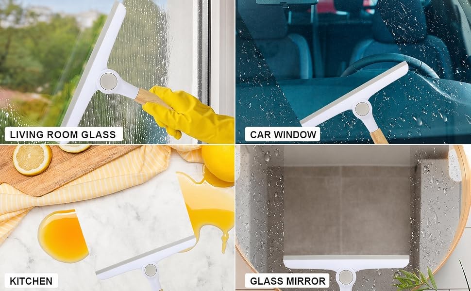 Window Squeegee for Glass Doors，All-Purpose 9.7” Window Cleaning Squeegee,