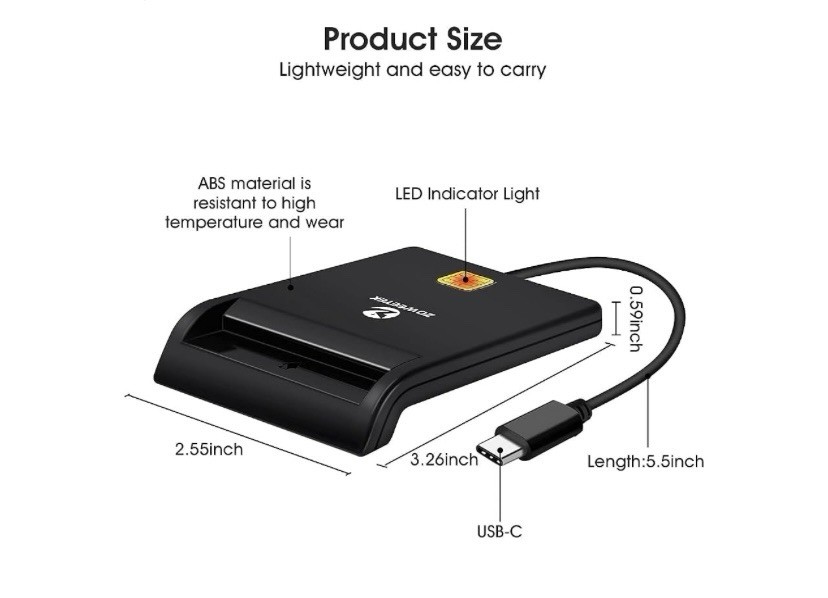 CAC reader USB C DOD Military, smart card reader for windows mac,new in box