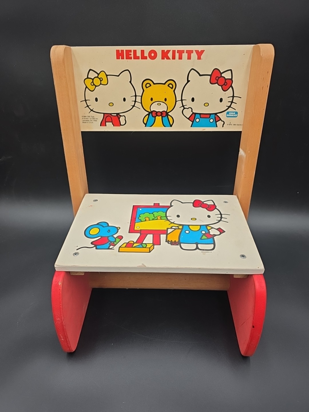 Vintage Hello Kitty Sit Step Bench Stool Chair 1983
