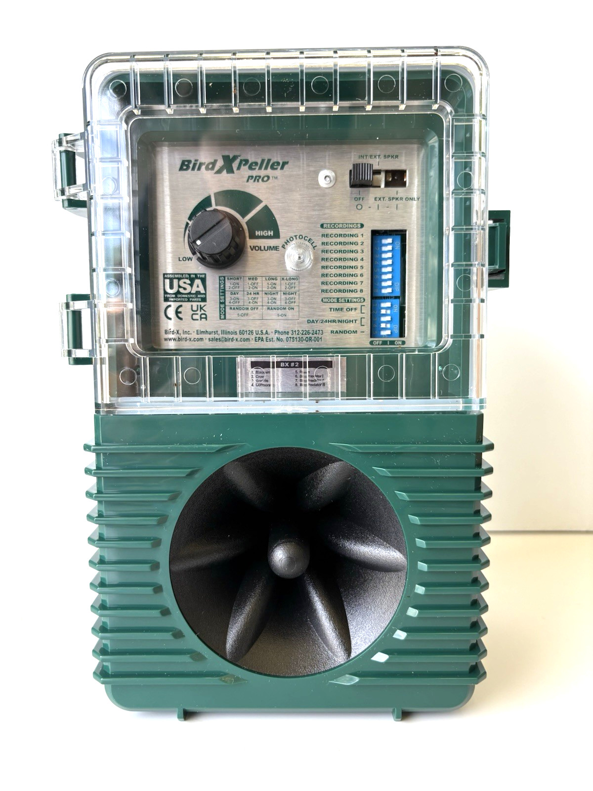 Bird-X Pro #2 Woodpecker Electronic Bird Preventer Decoy 3-5 kHz Frequency