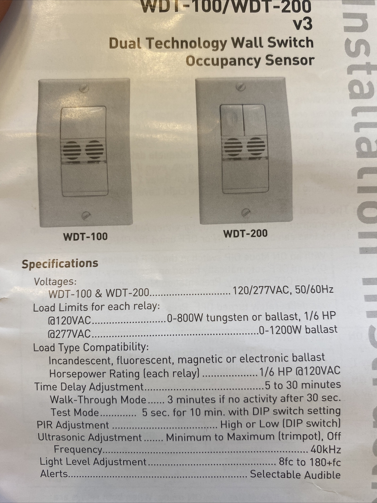10 Of Wall Switch Pass & Seymour WDT200-l Dual Tech (V3)occupancy Sensor 800W