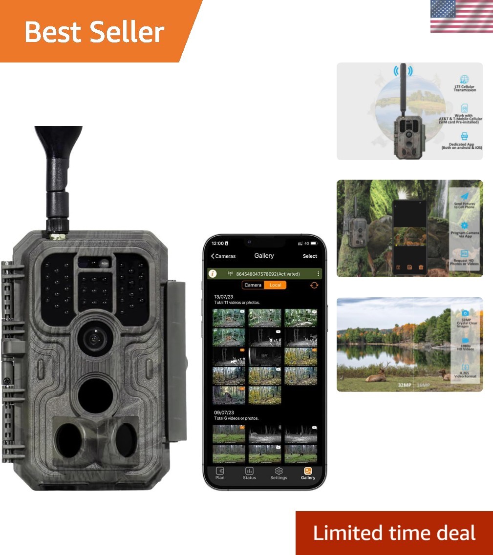 Cellular S950 Trail Camera - 100ft Night Vision & Motion Activated for Wildlife