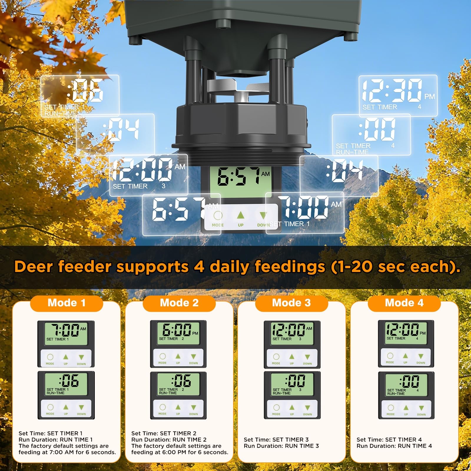 5 Gallon Hanging Deer Feeder, Automatic Game Feeder with Multicolor