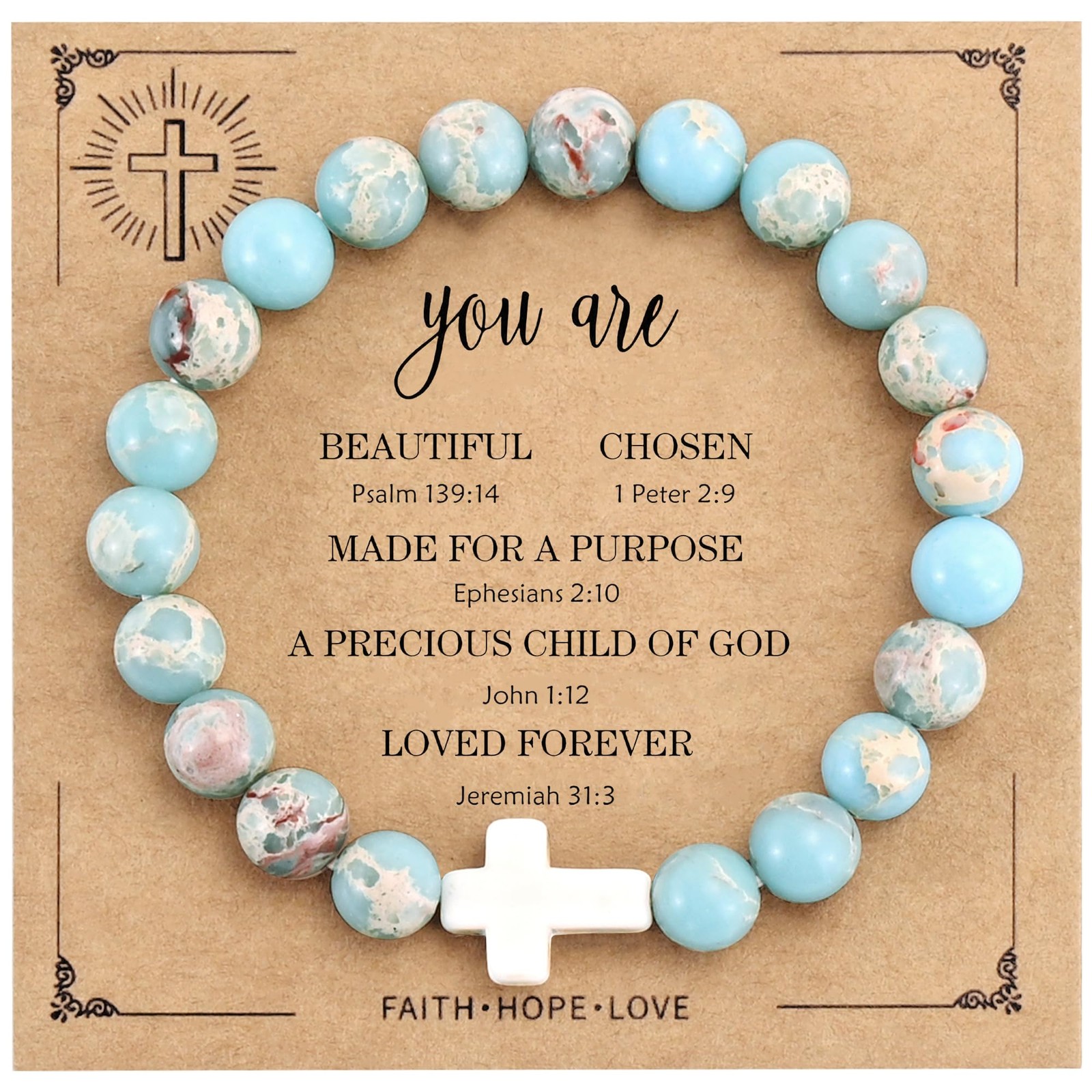VIBILIA Cross Beaded Bracelets One Size Fits Most, A 1. - Agalmatolite