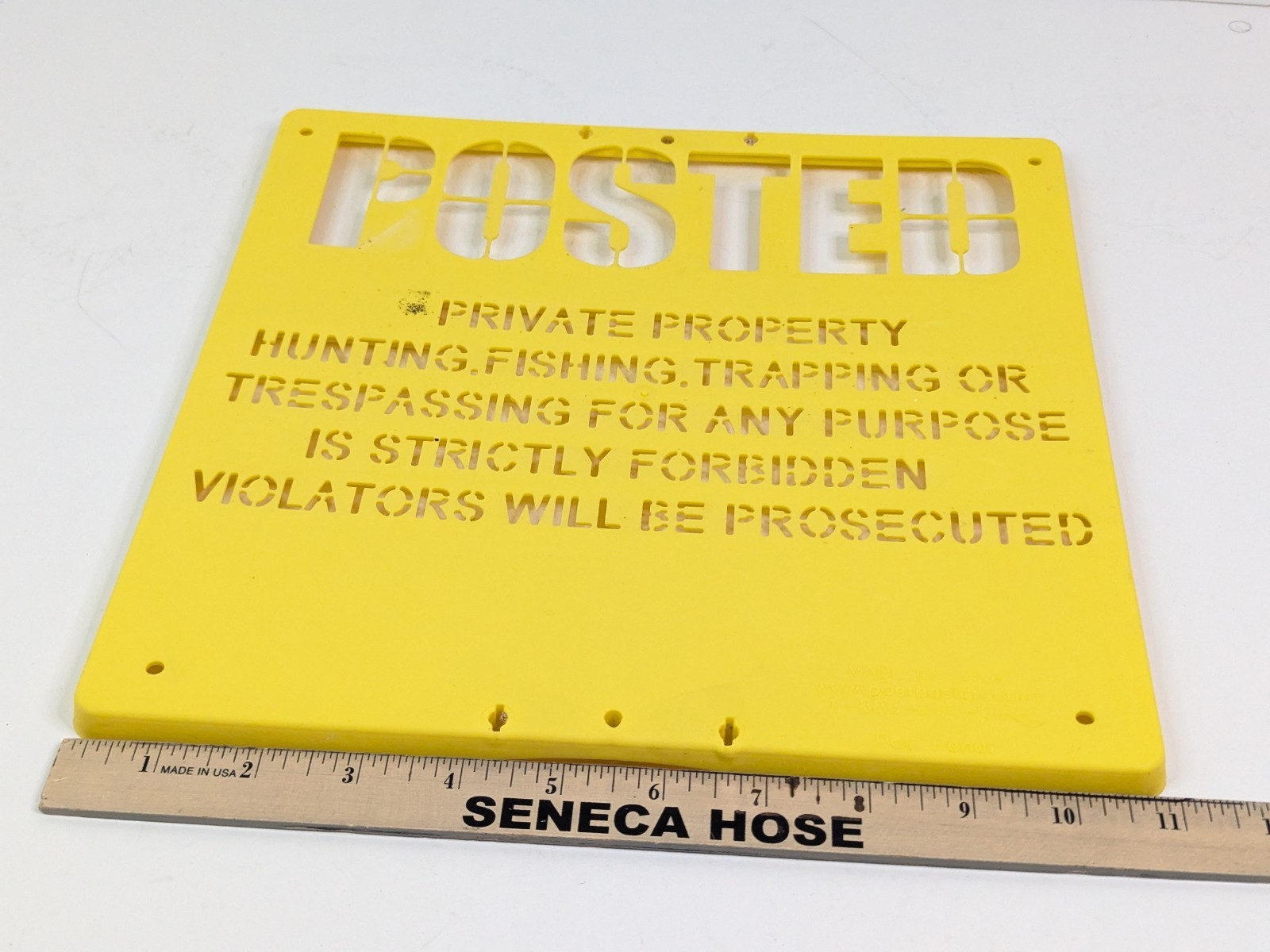 Private Property Hunting Fishing Trespassing Plastic Stencil Sign 11x11 Yellow