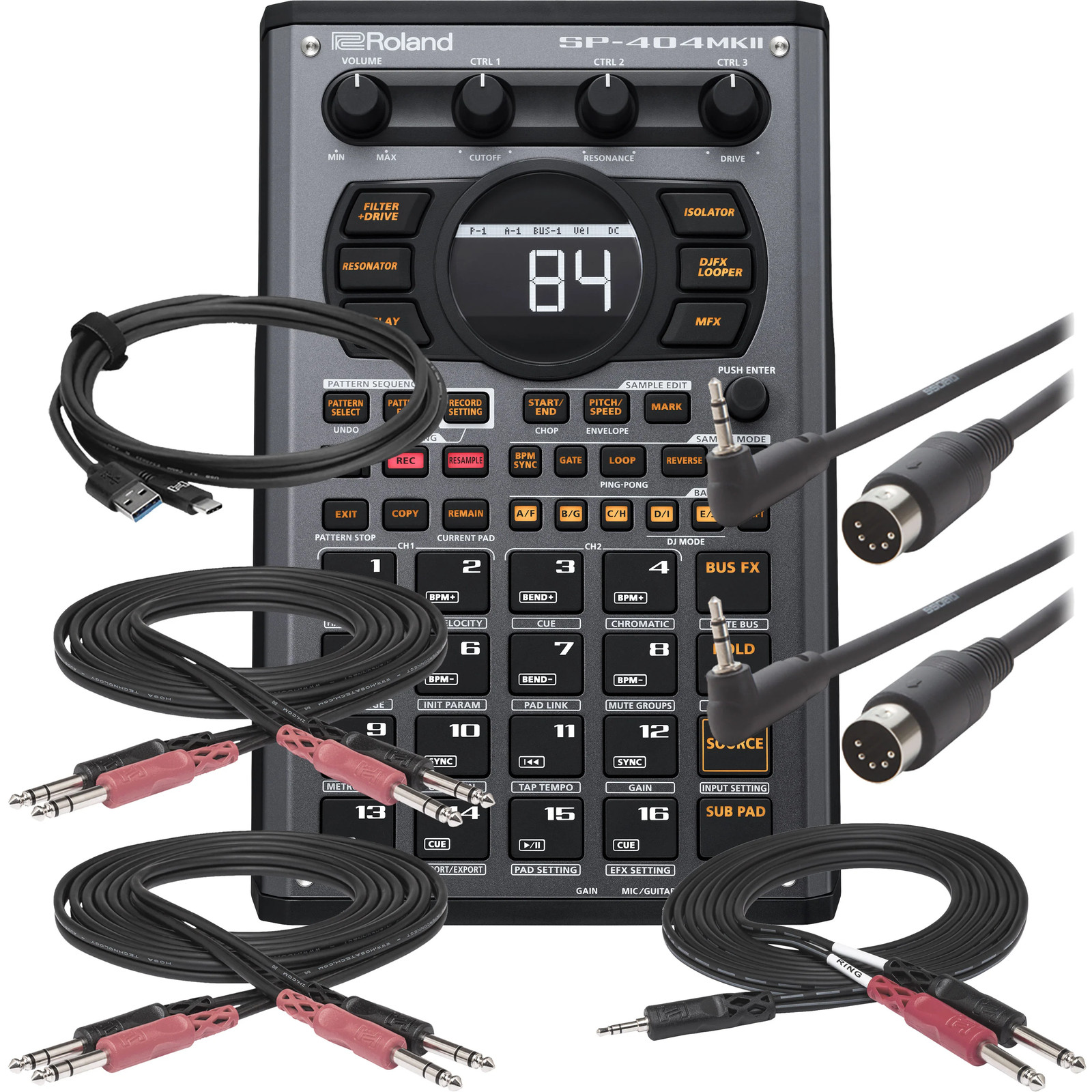 Roland SP-404MKII Creative Sampler and Effector COMPLETE CABLE KIT