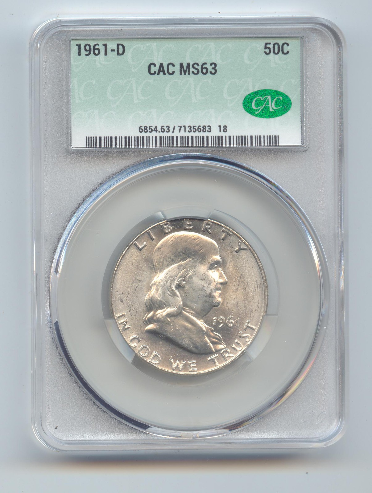 1961-D Franklin Half Dollar, CAC MS-63