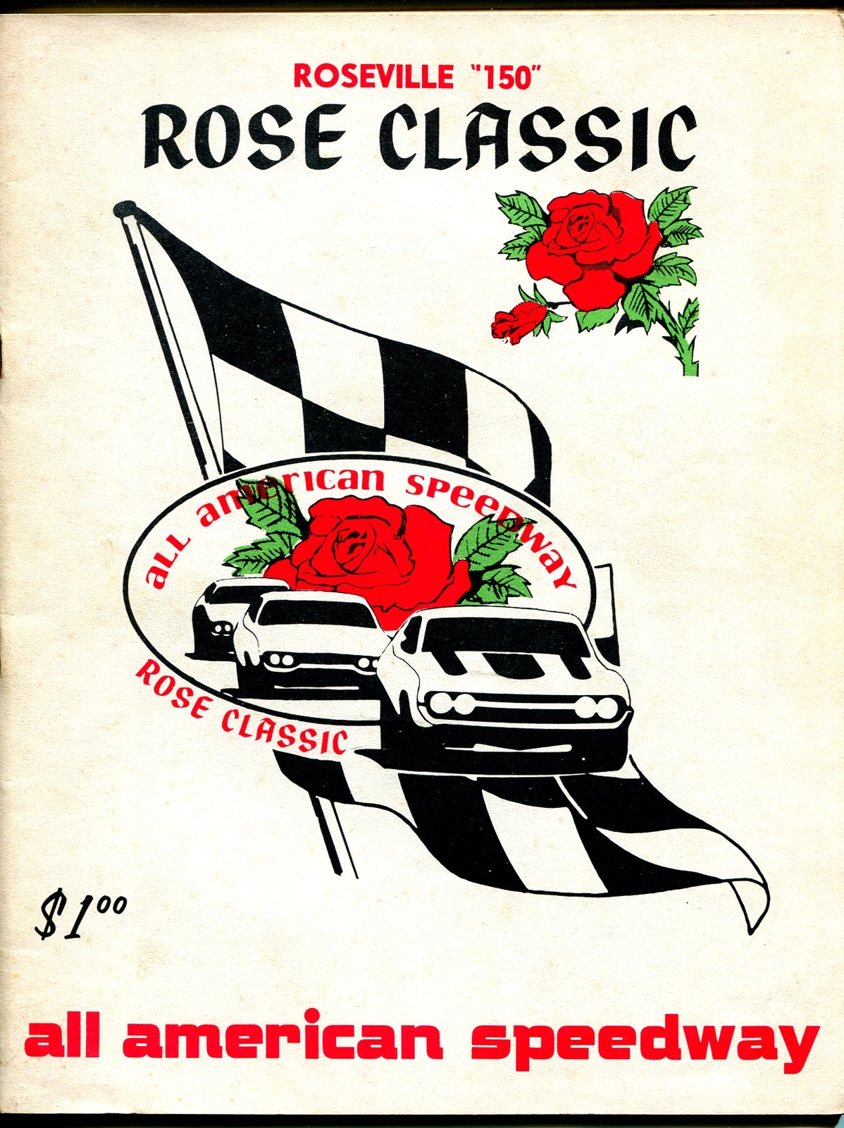 Sports Pub: All American Speedway Race Program 3/1975-Roseville CA-Rode Class...