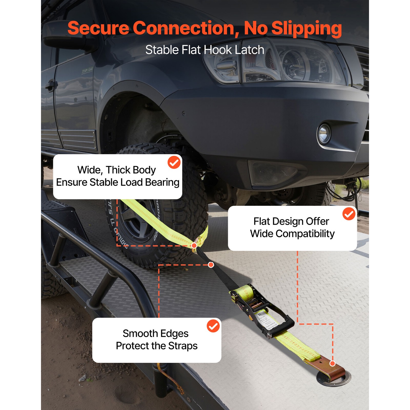 Uimoso Wheel Chock Tie-Down Kit with Flat Hook, 10,009 lbs Load Capacity