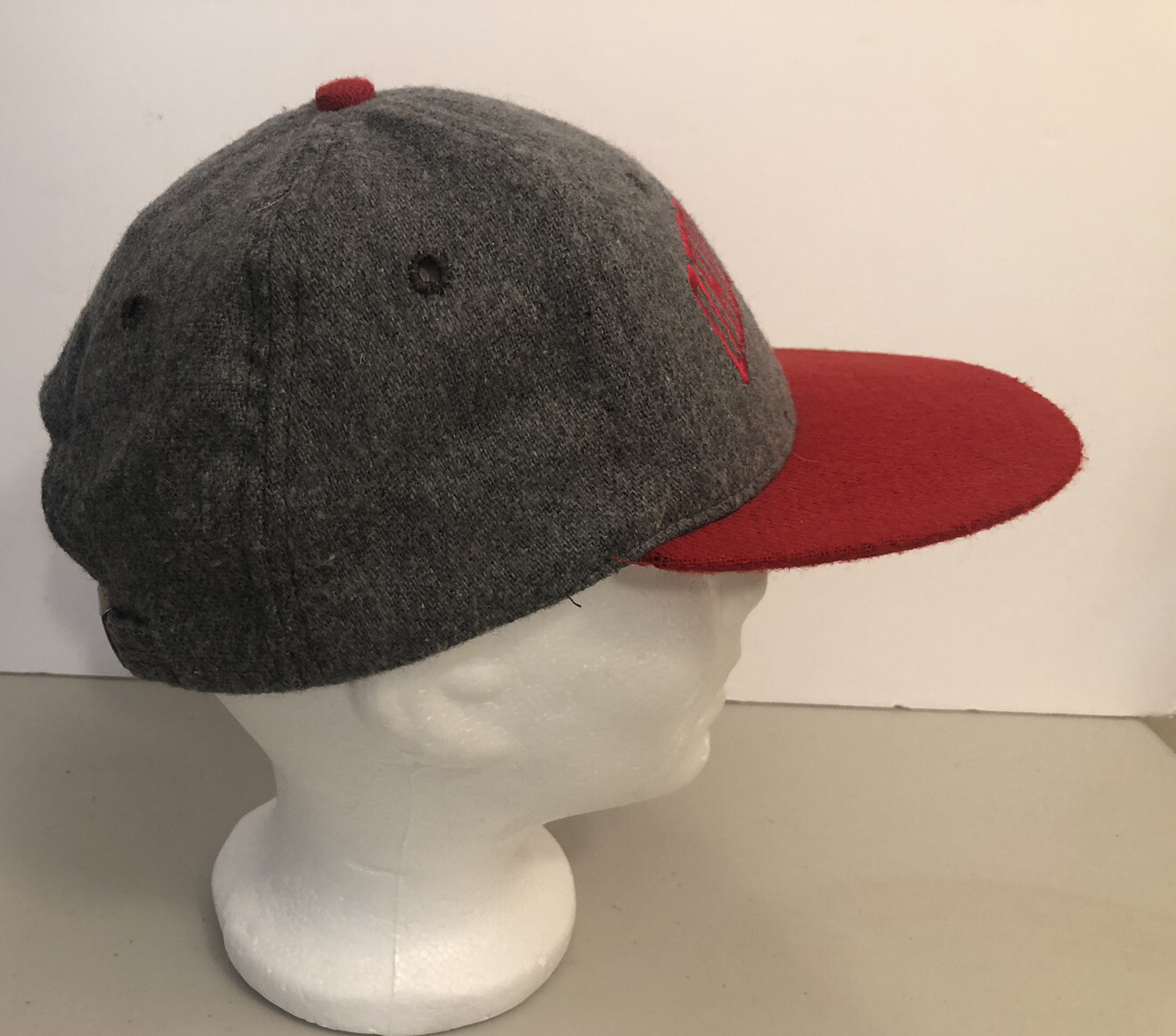 Ohio State University Square Wool Baseball Hat Cap Grey Red USA Made