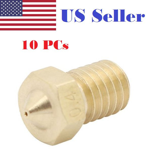 10 PCs 0.2 - 1mm Brass Nozzle 1.75mm Extruder 3D Printer V5 V6 J-Head Hotend