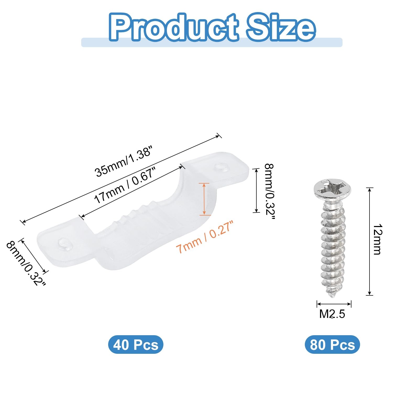 LED Strip Light Clips, 40 Pack Mounting Bracket Fixing Clips Plastic Clamp Ho...