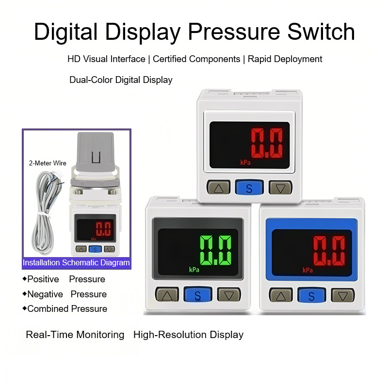 ‌ISE30A Pressure Gauge LCD Display Air/Vacuum Meter High Accuracy Industrial/Lab