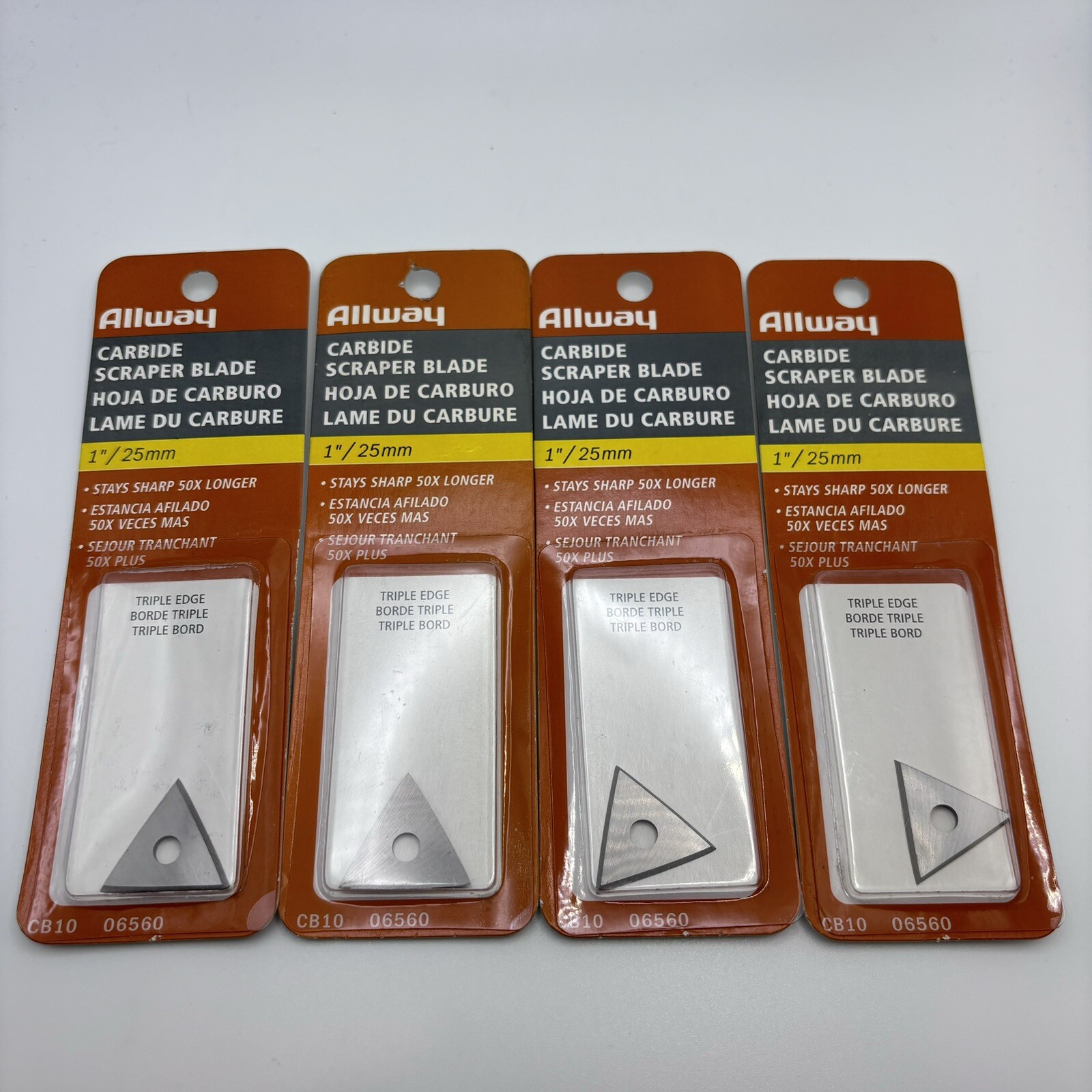4x Allway Tools CB10 1" Triple Blade Triangular Scraper Replacement Blade 25mm