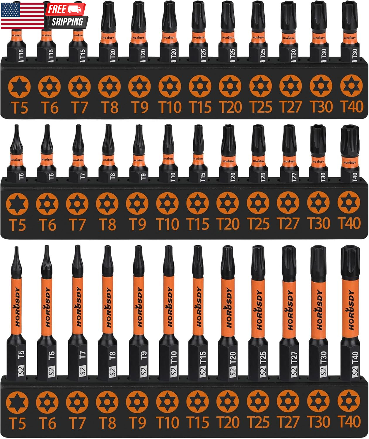 Torx Bit Set, 36Pcs Security Torx Bit Set,Tamper Proof Star Bits (T5-T40) for Im