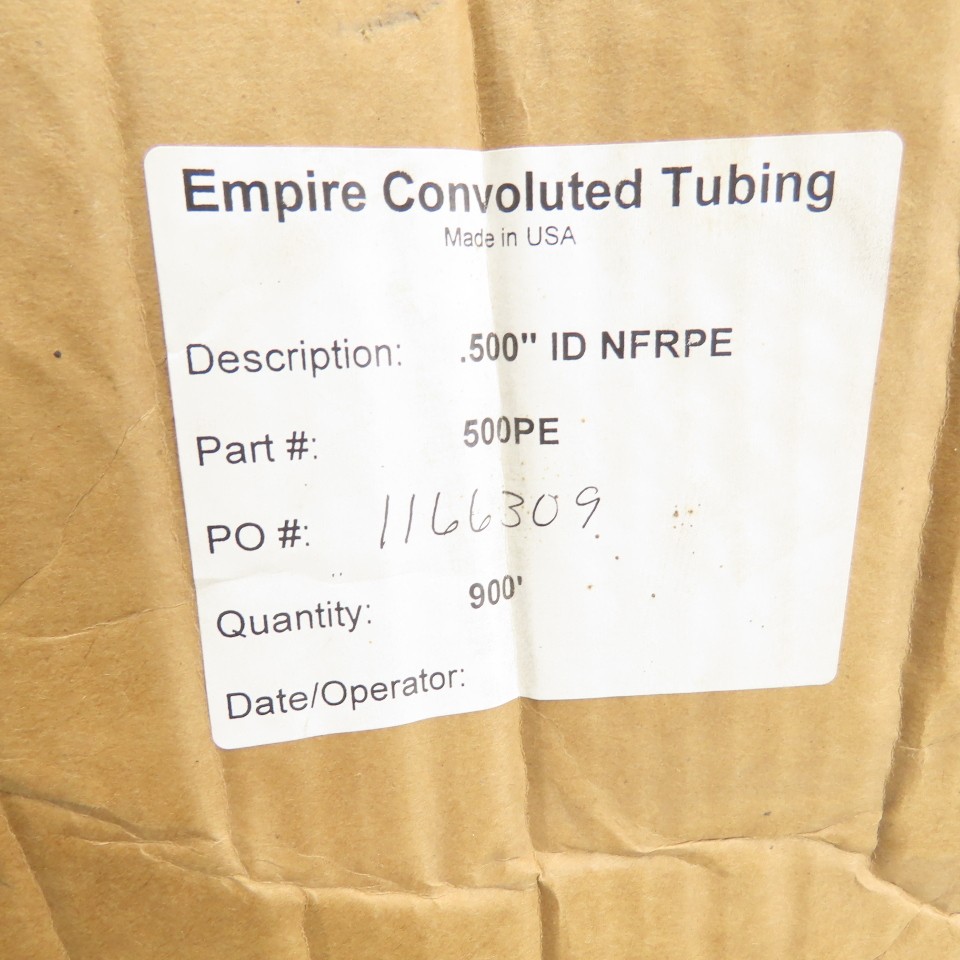 500PE .500"ID NFRPE Split Wire Loom Conduit Empire Convoluted Tubing Approx 750'
