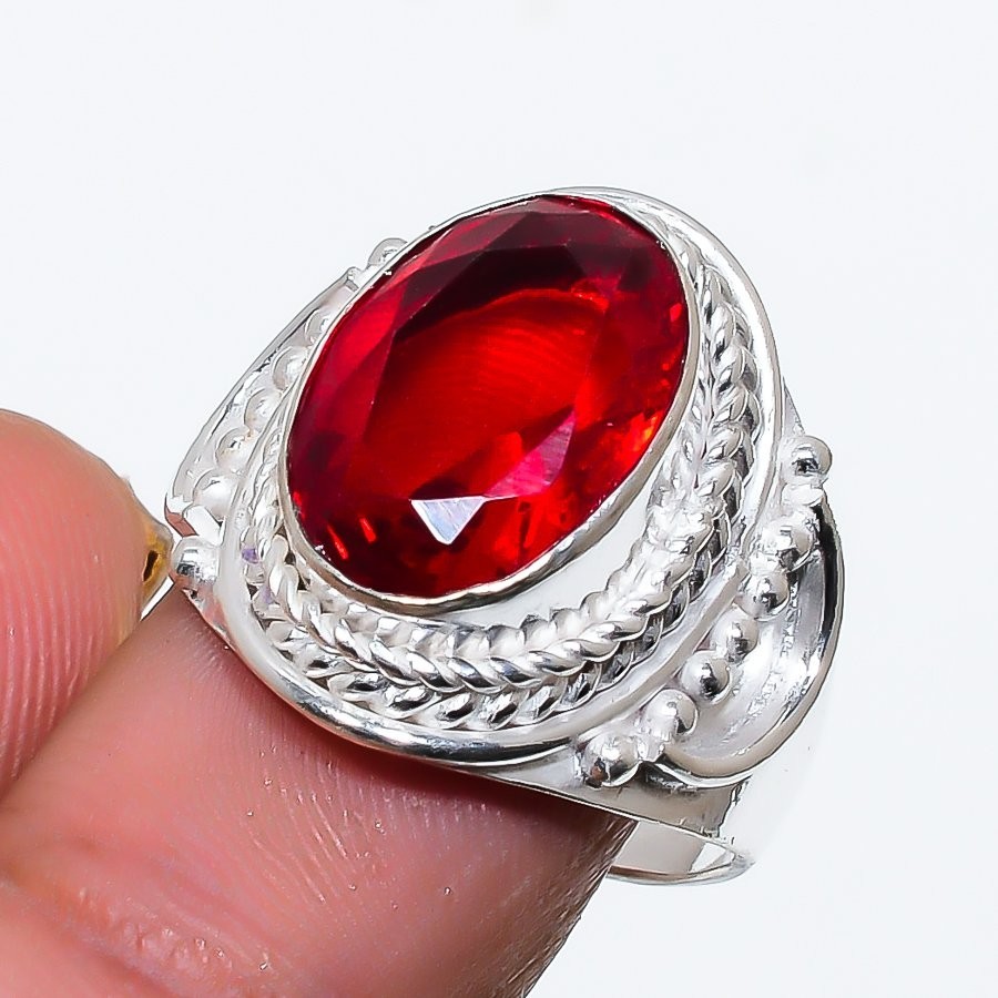 Red Garnet Gemstone Handmade 925 Sterling Silver Jewelry All Size Ring For Gift