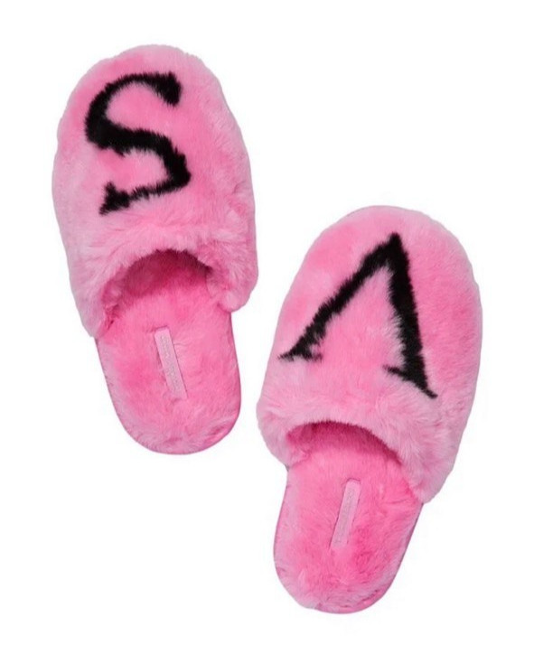 Victoria's Secret VS Soft Plush Closed Toe Faux Fur Slippers Bright Pink S M L