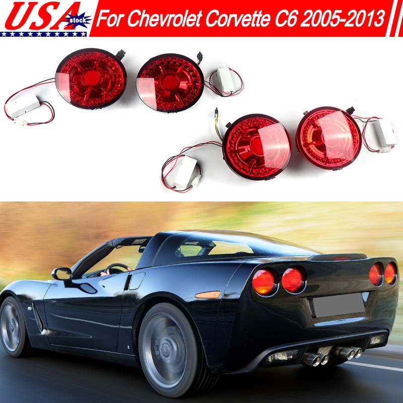 Fit For Chevy Corvette C6 2005-2013 4X/Set Factory Red Lens LED Tail Brake Light