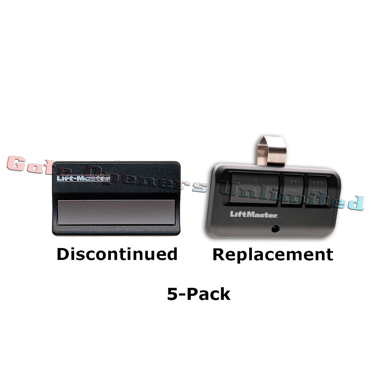 Liftmaster 81LM 5-Pack 1-Button Remote 390MHZ Replaced by 893MAX 3-Button