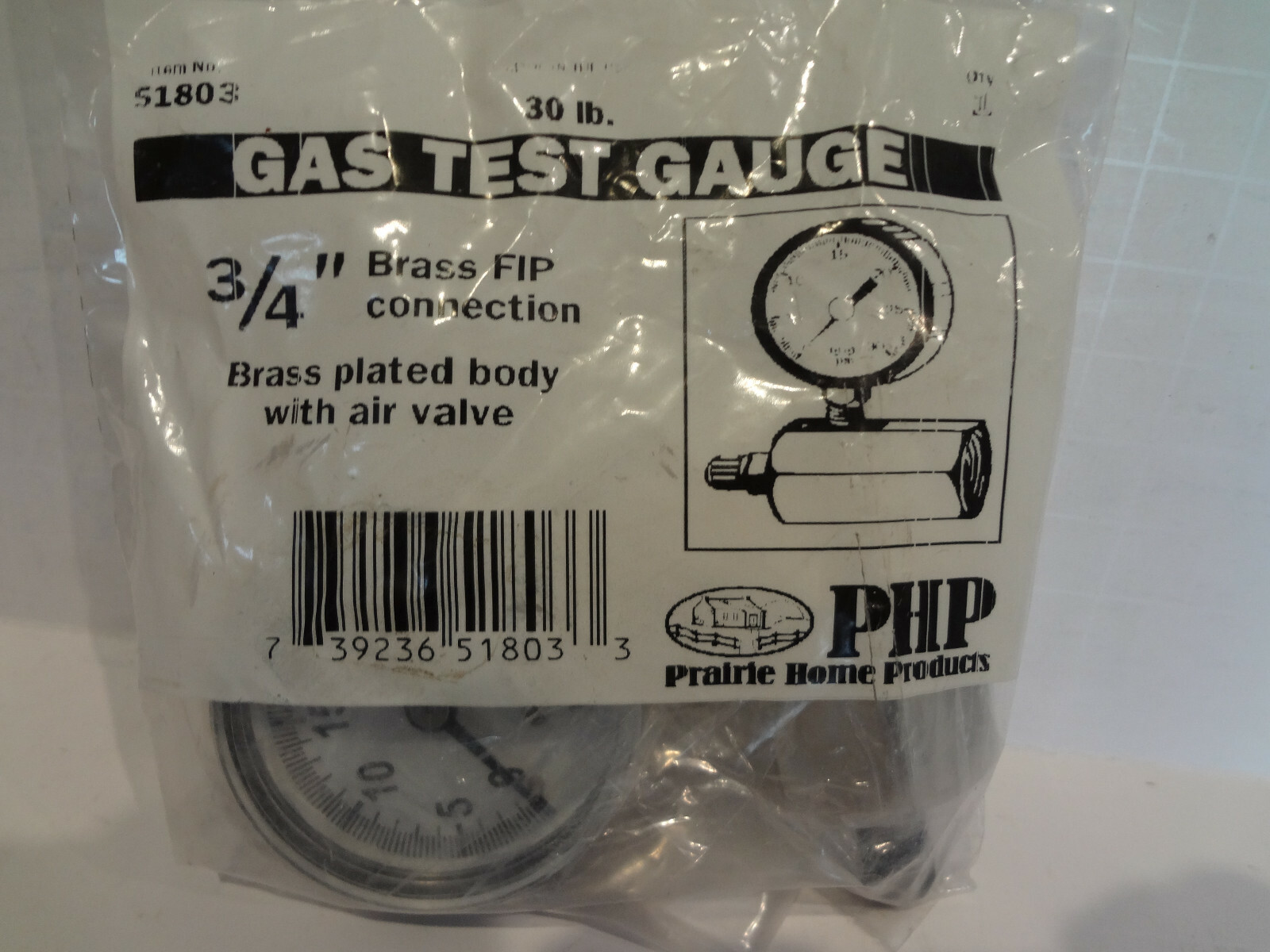 PHP Prairie Home Products 30 LB. Gas Test Gauge 3/4" FIP 51803