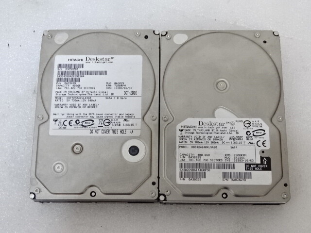 HITACHI HDS724040KLSA80 /HDT725040VLA360 400GB Hard Drives LOT OF 2 AS IS
