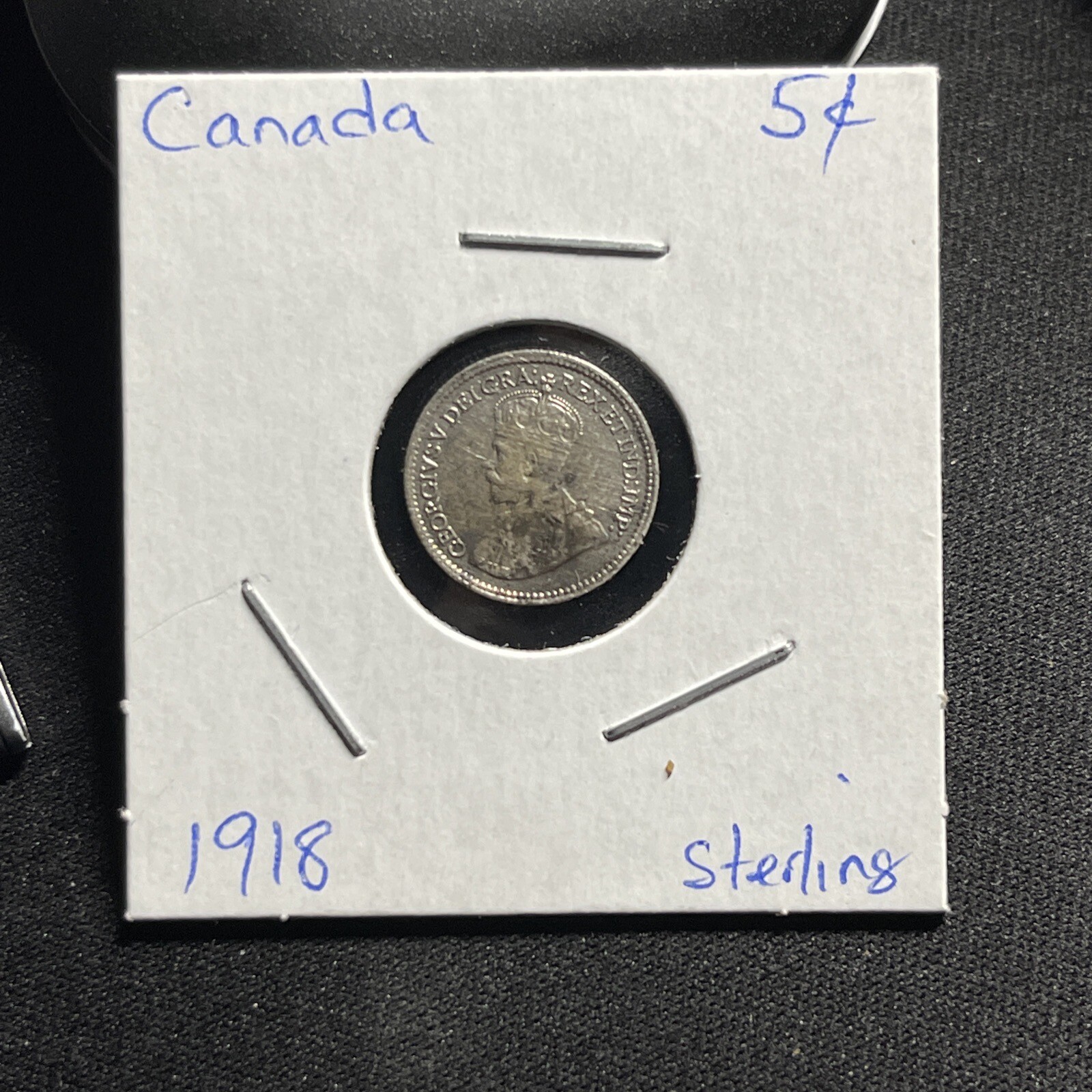 1918 CANADA .925 STERLING SILVER 5 CENTS COIN. NICE CONDITION!!