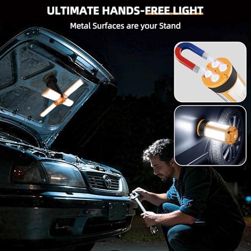Rechargeable Camping Light with Stand, 10400mAh LED Work Light 1 Pack Orange