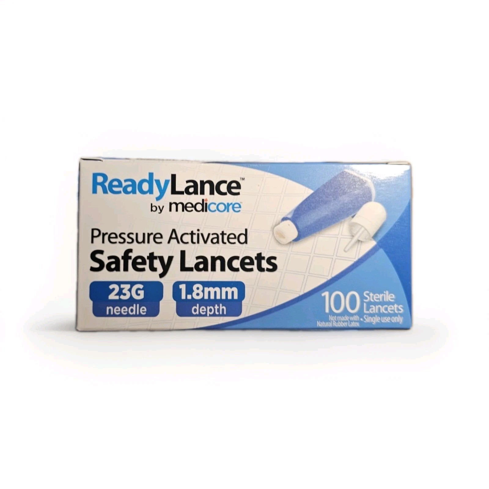 Pressure Activated Safety Lancets, 100, Blue,  23G x 1.8mm