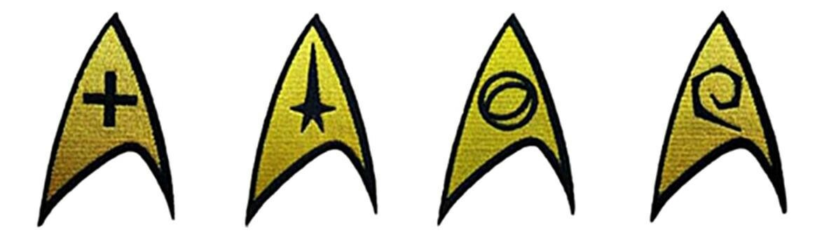 Star Trek Insignia Embroidered Iron on Patch Set of 4