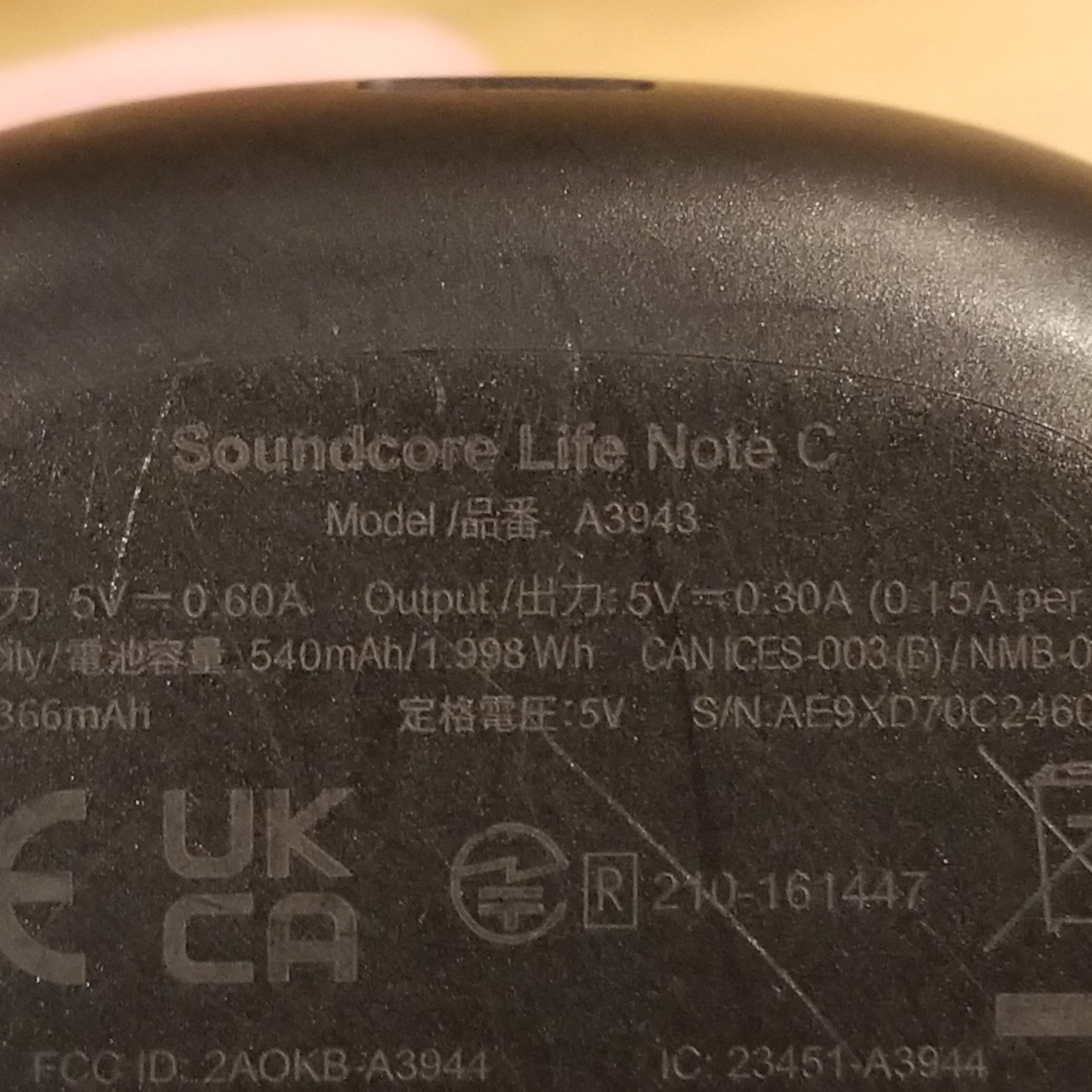 Soundcore Life Note C Replacement CASE ONLY Black 0461