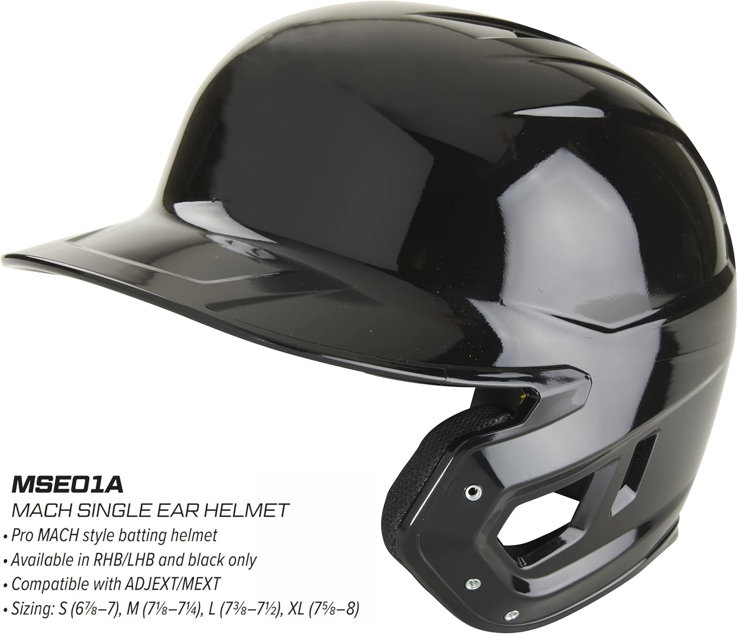 MACH Single Ear Batting Helmet | Pro-Style Baseball Helmet | Right Hand & Lef...