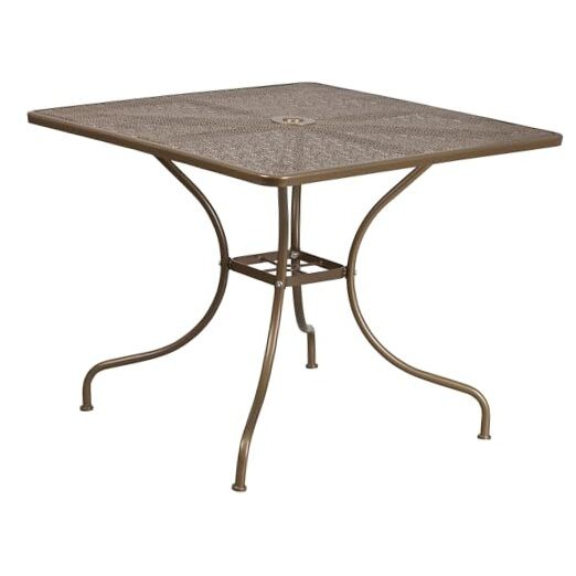 Oia Commercial Grade Square Indoor-Outdoor Steel Patio Table with 35.5" Gold