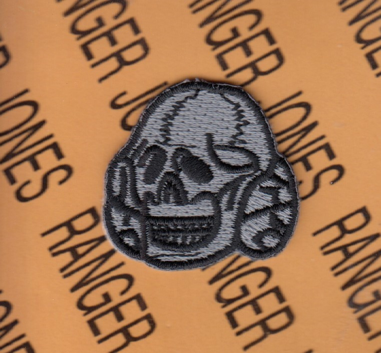 Silver and black skull 1.25" beret flash patch c/e