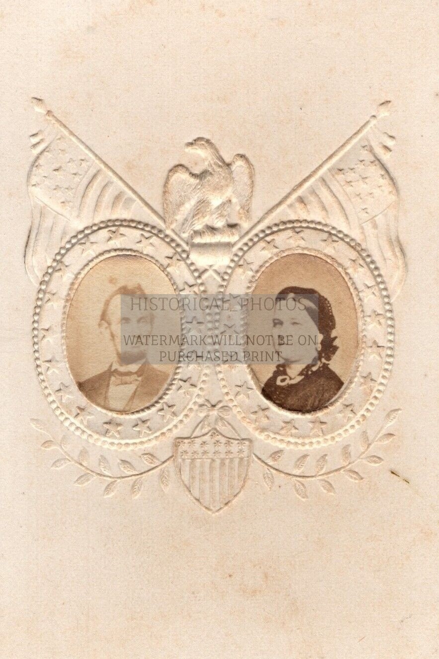 PRESIDENT ABRAHAM LINCOLN AND MARRY TODD CIVIL WAR PATRIOTIC 4X6 PHOTO POSTCARD