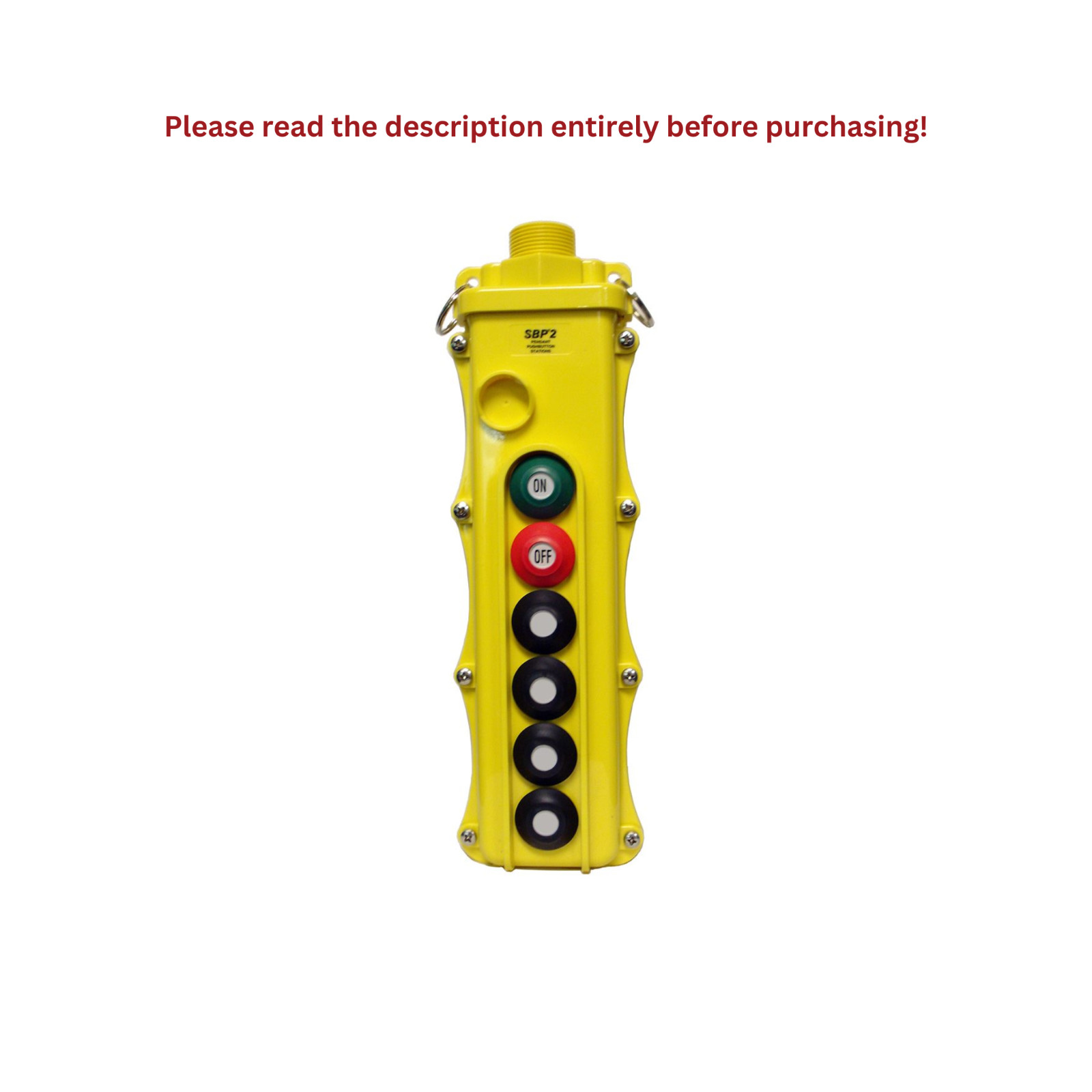 6-BUTTON PENDANT, 4 SINGLE-SPEED SWITCHES WITH MOMENTARY ON/OFF (SBP2-6-WB)