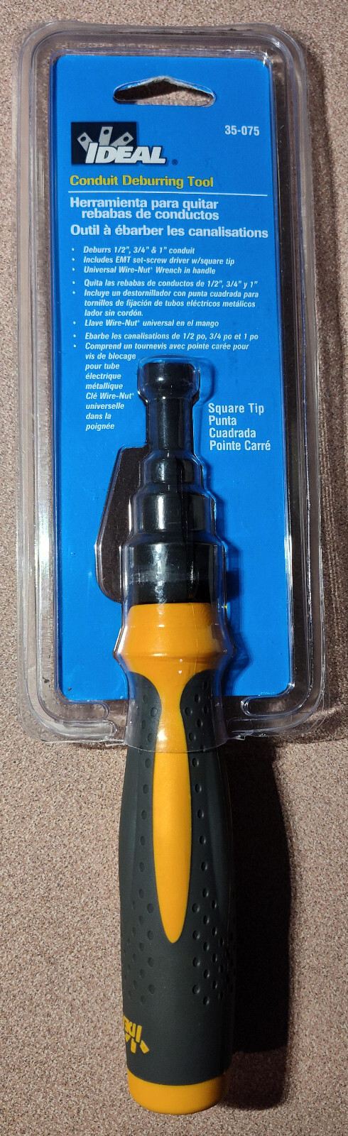 Ideal 35-075 Twist-a-Nut Conduit Deburring Tool w/Square Tip ~ 1/2", 3/4", 1"