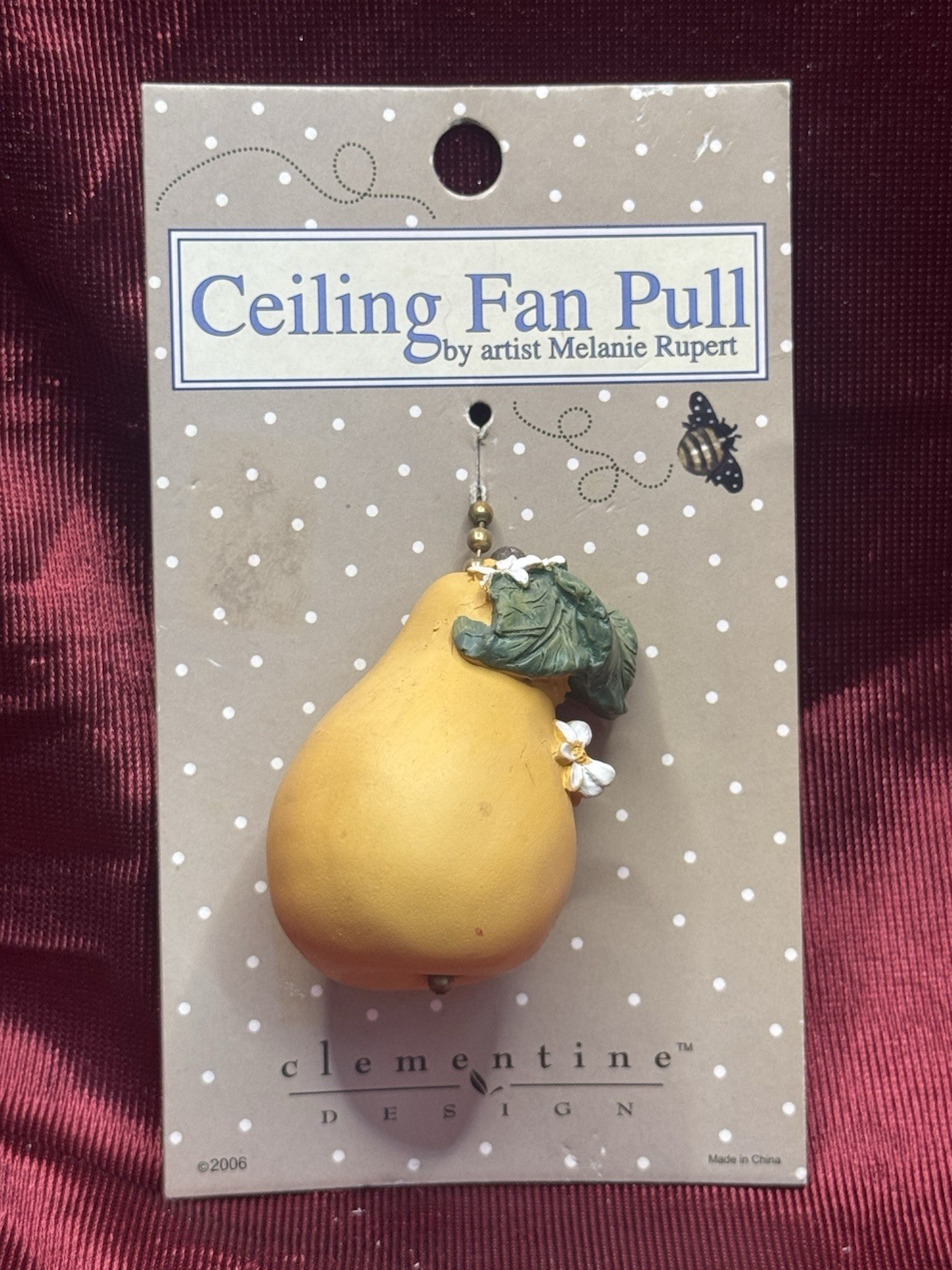 Pear Clementine Designs Vintage Retro 2006 Fan Pull New W OG Packaging