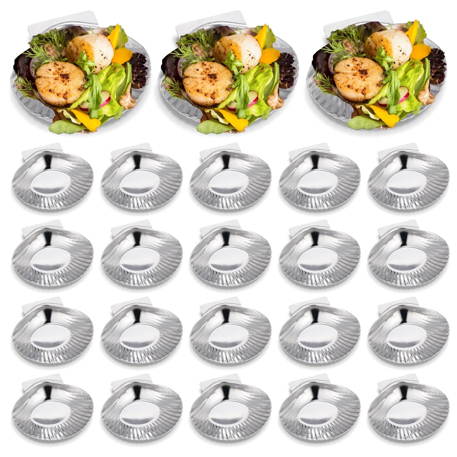 24 Pcs Grillable Shells Stainless Steel Reusable All Purpose Grillable Large ...
