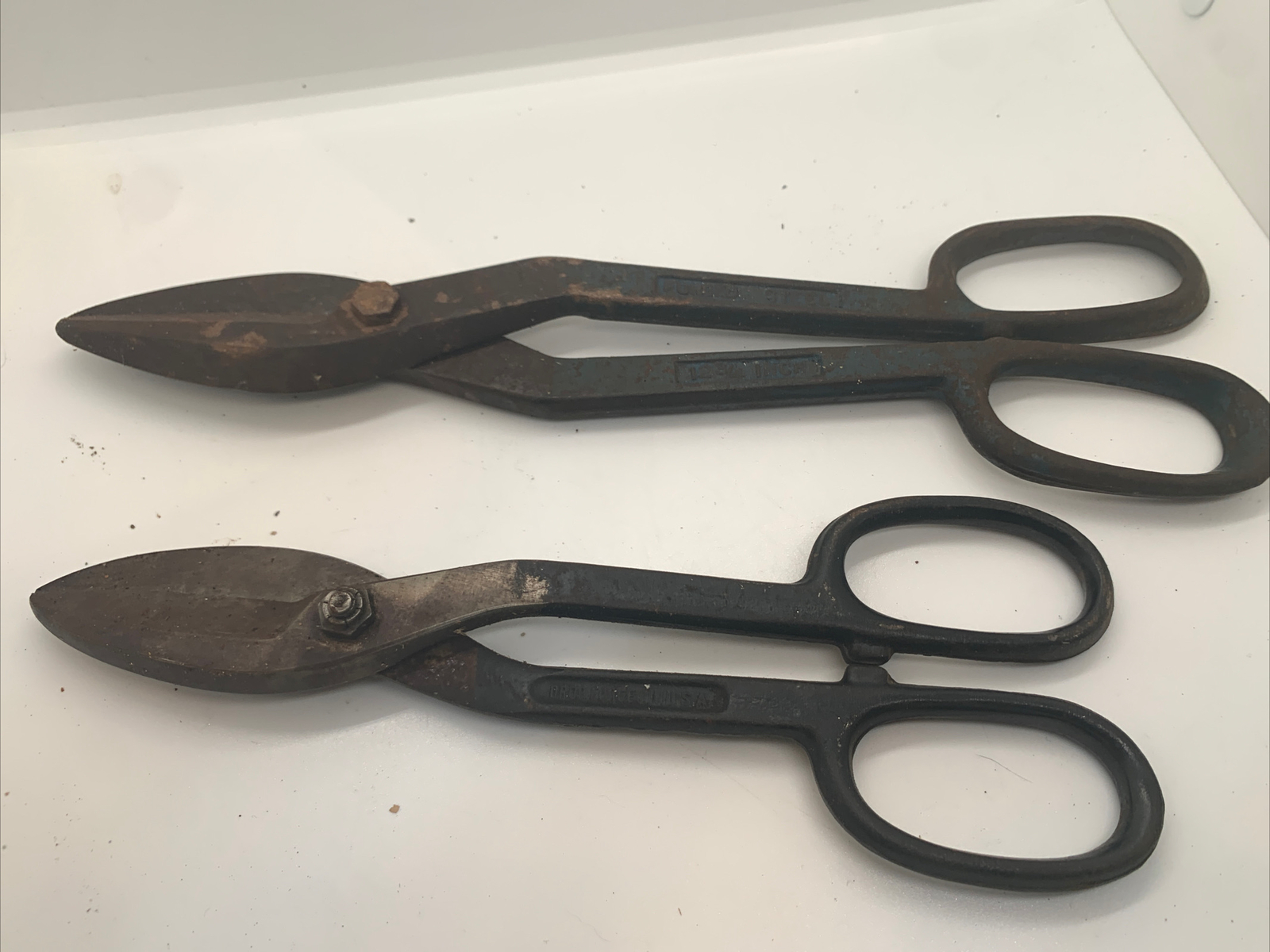 Lot of 2 Tin Snips Vintage Drop Forge Metal 10" U.S.A. & 12 3/4” Forged Steel